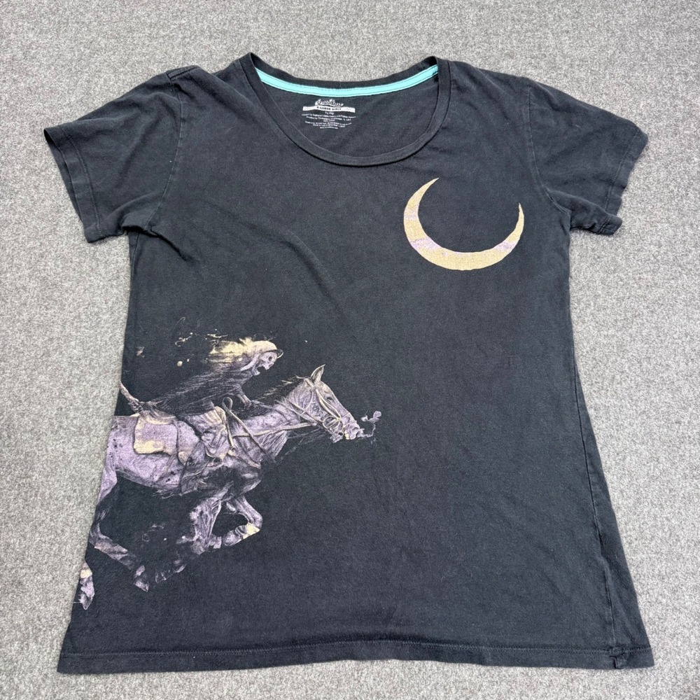 Threadless To Rip Grim Reaper Horse Moon Graphic Tee Black XL Girly Scoop Neck